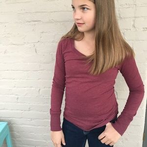 BURGUNDY V-NECK LONG SLEEVE